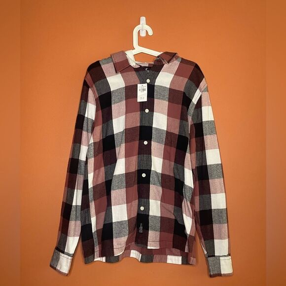 NWT Hollister Long Sleeve Flannel Shirt with Hood Mens Size M - Picture 1 of 5